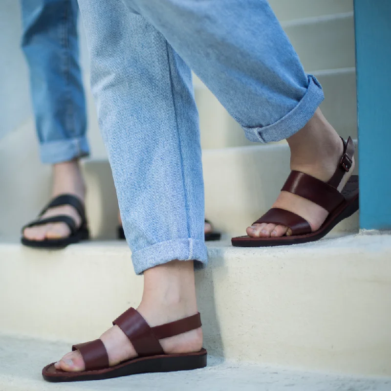 Golan - Leather Slingback Flat Sandal | Brown