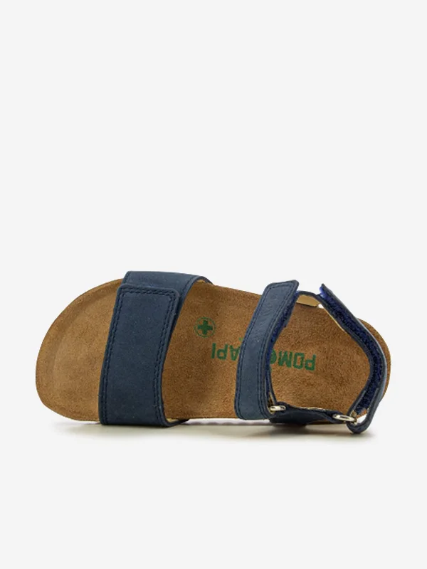 Pom D'Api Kids Leather Groot Bi-Easy Sandals in Navy