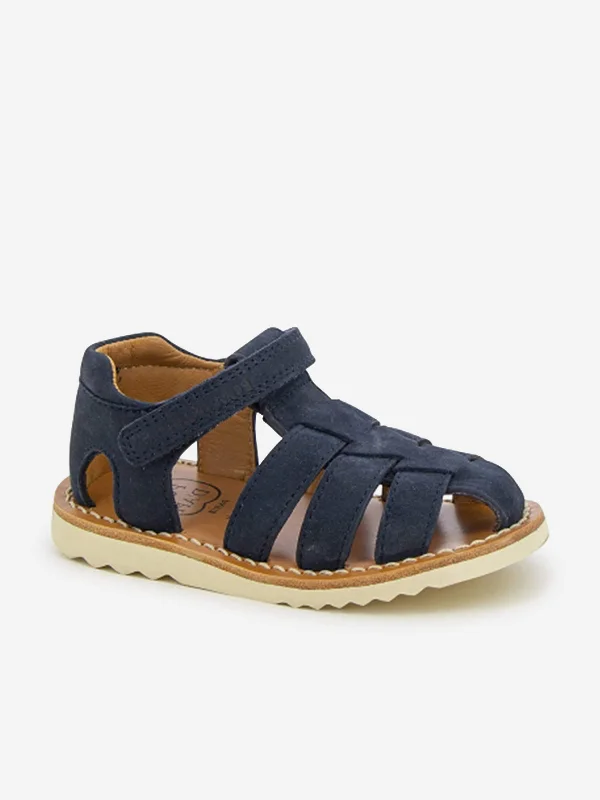 Pom D'Api Kids Leather Waff Papy Sandals in Navy