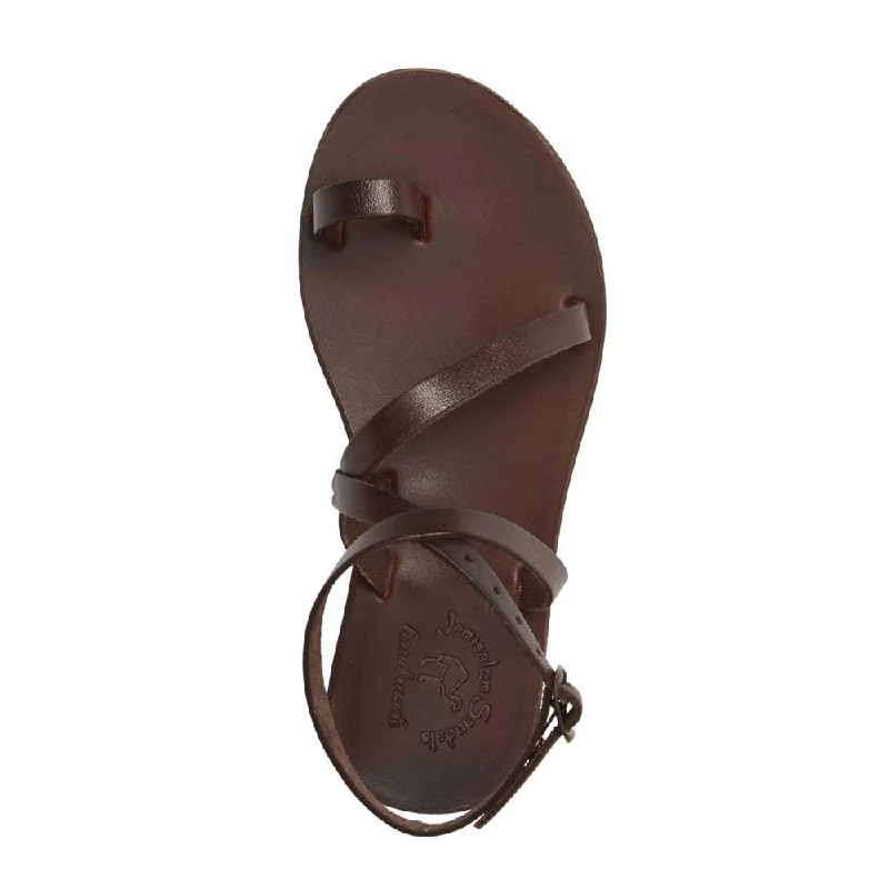 Mara - Leather Thin Ankle Strap Sandal | Brown