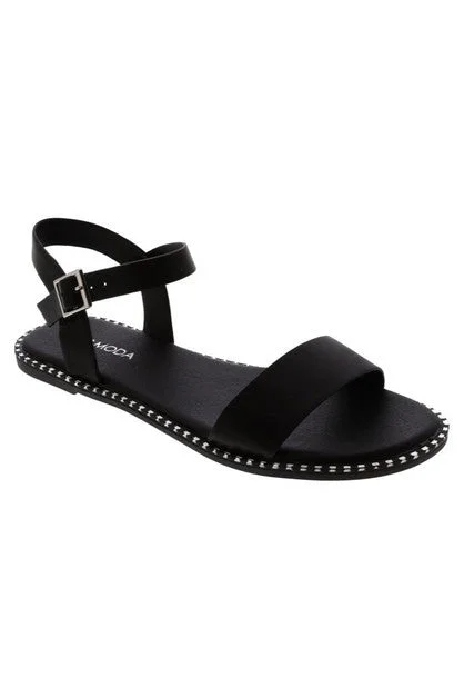 MICK-28 Black Faux Leather Sandal