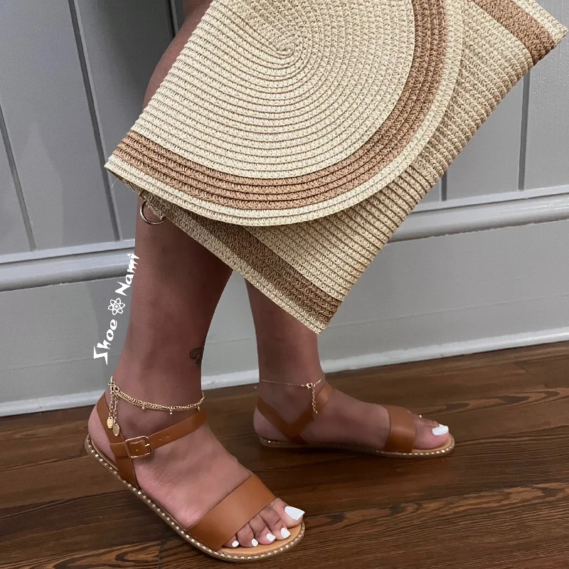 MICK-28 Tan Brown Faux Leather Sandal