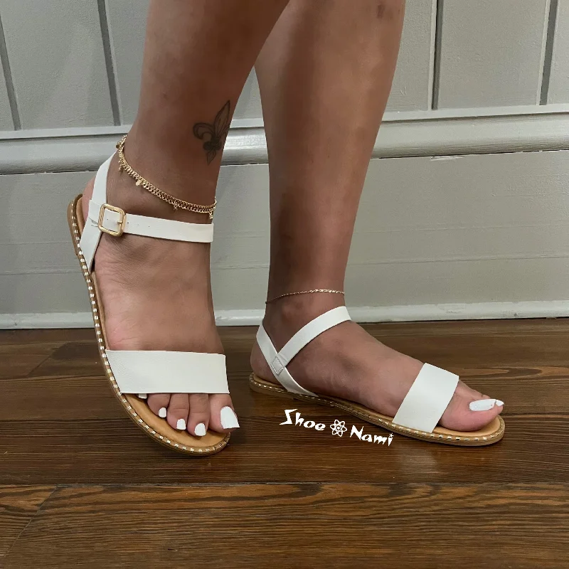 MICK-28 White Faux Leather Sandal