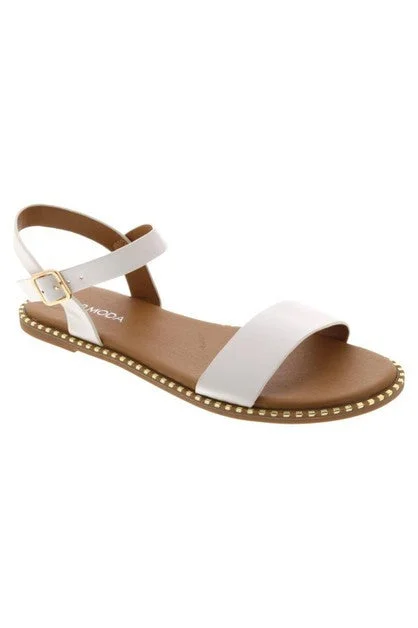 MICK-28 White Faux Leather Sandal