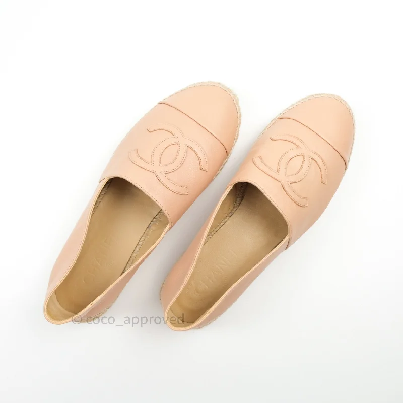 Chanel Espadrille Dusty Pink Leather Size 39