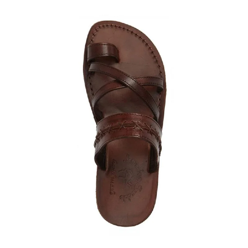 Rachel - Leather Criss Cross Sandal | Brown