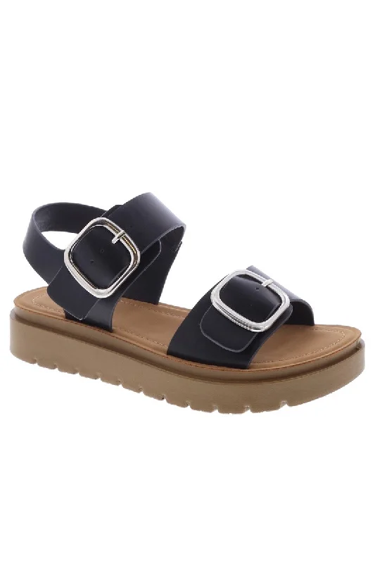 RHETT-1 Black Faux Leather Sandal