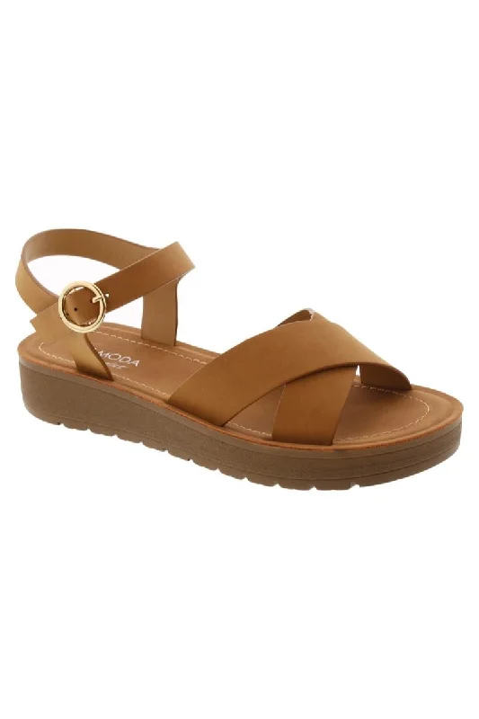 SALVIA-8 Tan Faux Leather Sandal