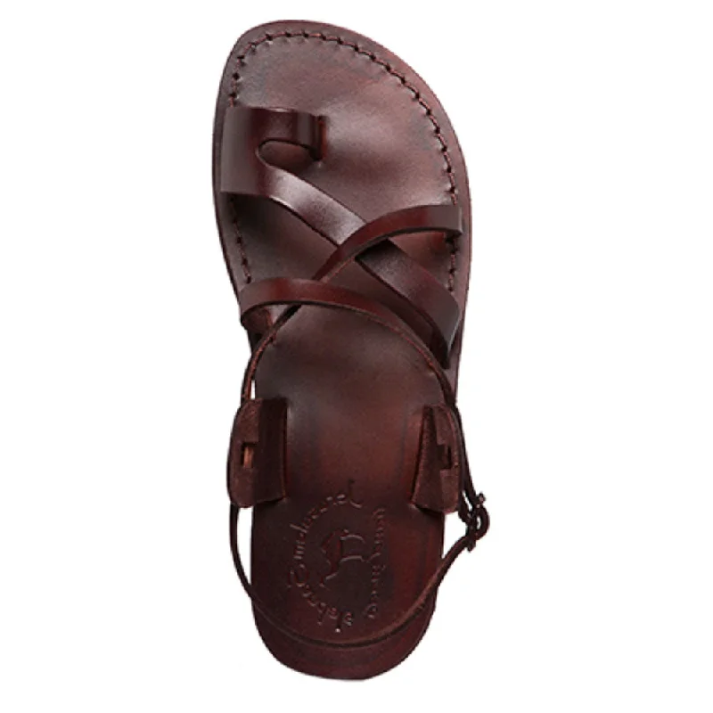 The Good Shepherd Buckle - Leather Toe Loop Sandal | Brown