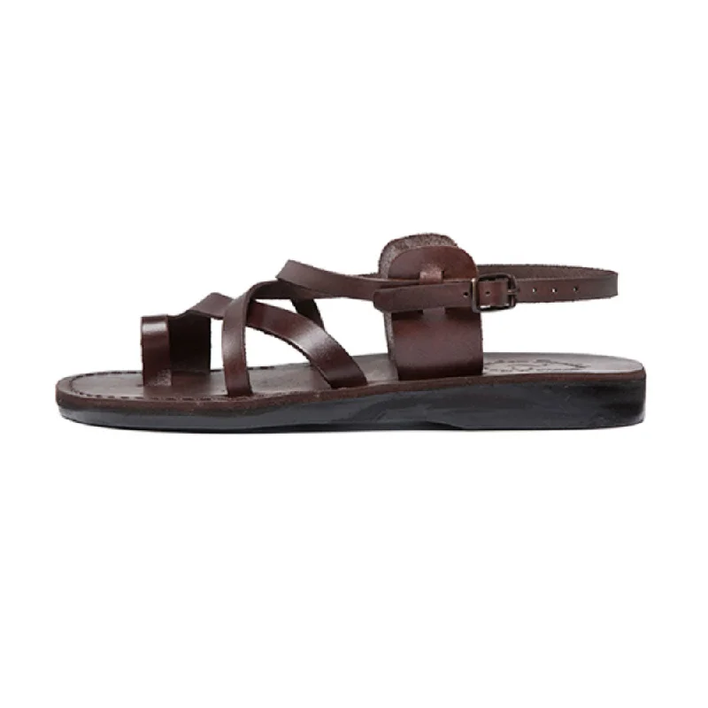 The Good Shepherd Buckle - Leather Toe Loop Sandal | Brown