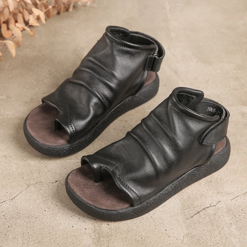 Women Leather Flat Handmade Retro Casual Sandals